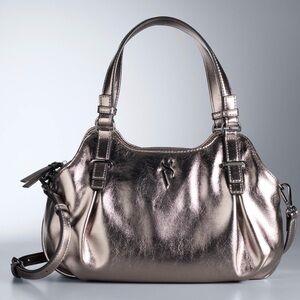 New Vera Wang Simply Vera Buena Satchel Bag in Metallic Silver